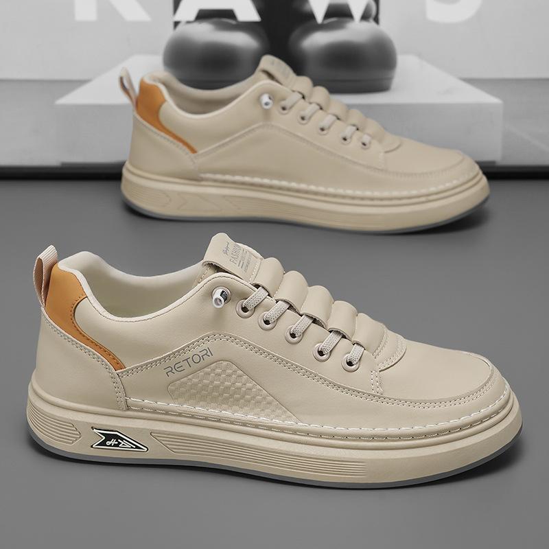 Spring Men's Shoes New Breathable Little White Shoes Men's Trend Versatile Platform Sports Shoes Casual Leather Shoes Board Shoes Trendy Shoes