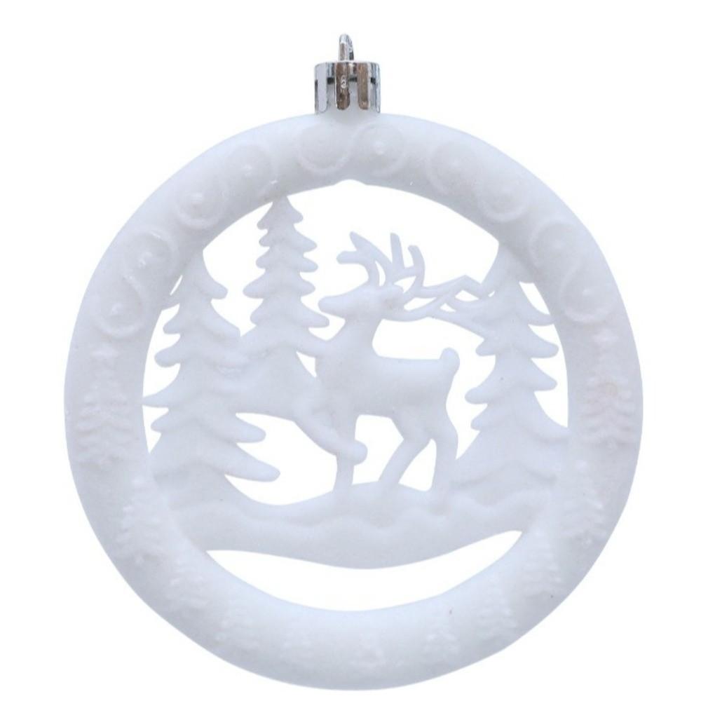 3Pcs/Box Round Pancake Shaped Christmas Flocking Pendant  Christmas Tree Decoration