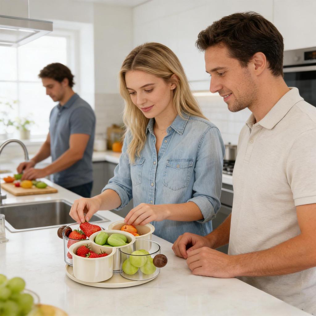 Fruit Storage Stackable 360-Degree Rotating Food Container Fruit Storage Plate For Vegetable Nut Family Gathering Picnic Kitchen
