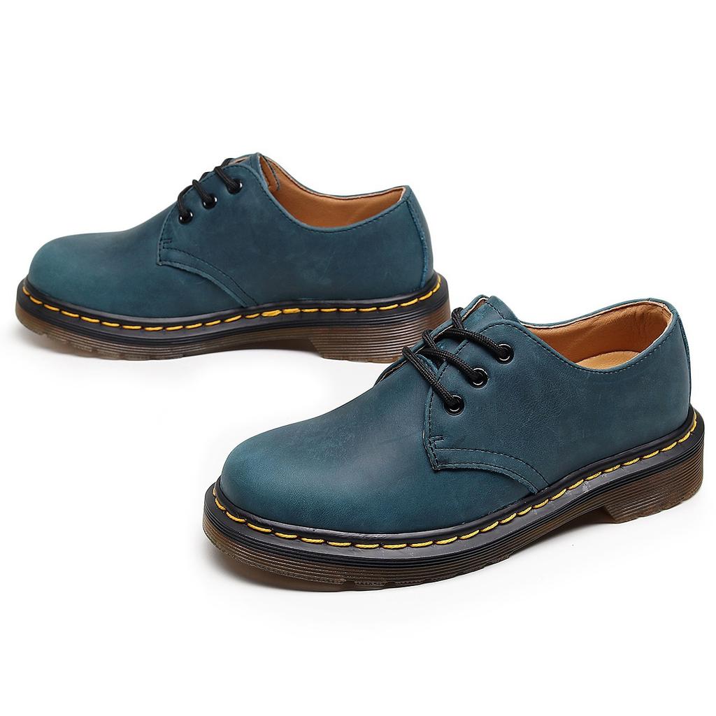 Erste Schicht Low-Top Martin Schuhe Herren Leder Crazy Horse blau große Größe kurze Stiefel runde Spitze Herren- und Damen-Freizeit-Arbeitsschuhe