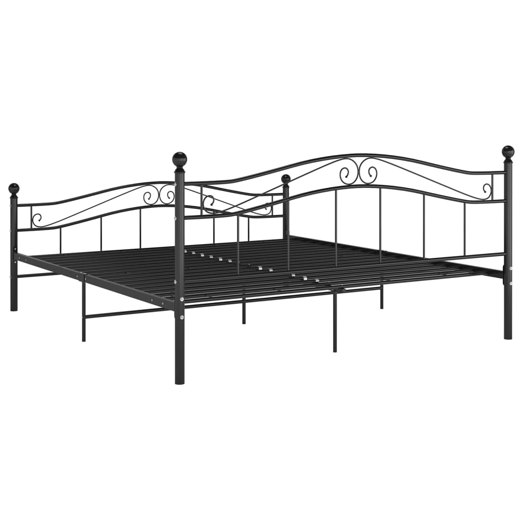 Vidaxl Bed Frame, Black, Metal, 140 X 200 Cm