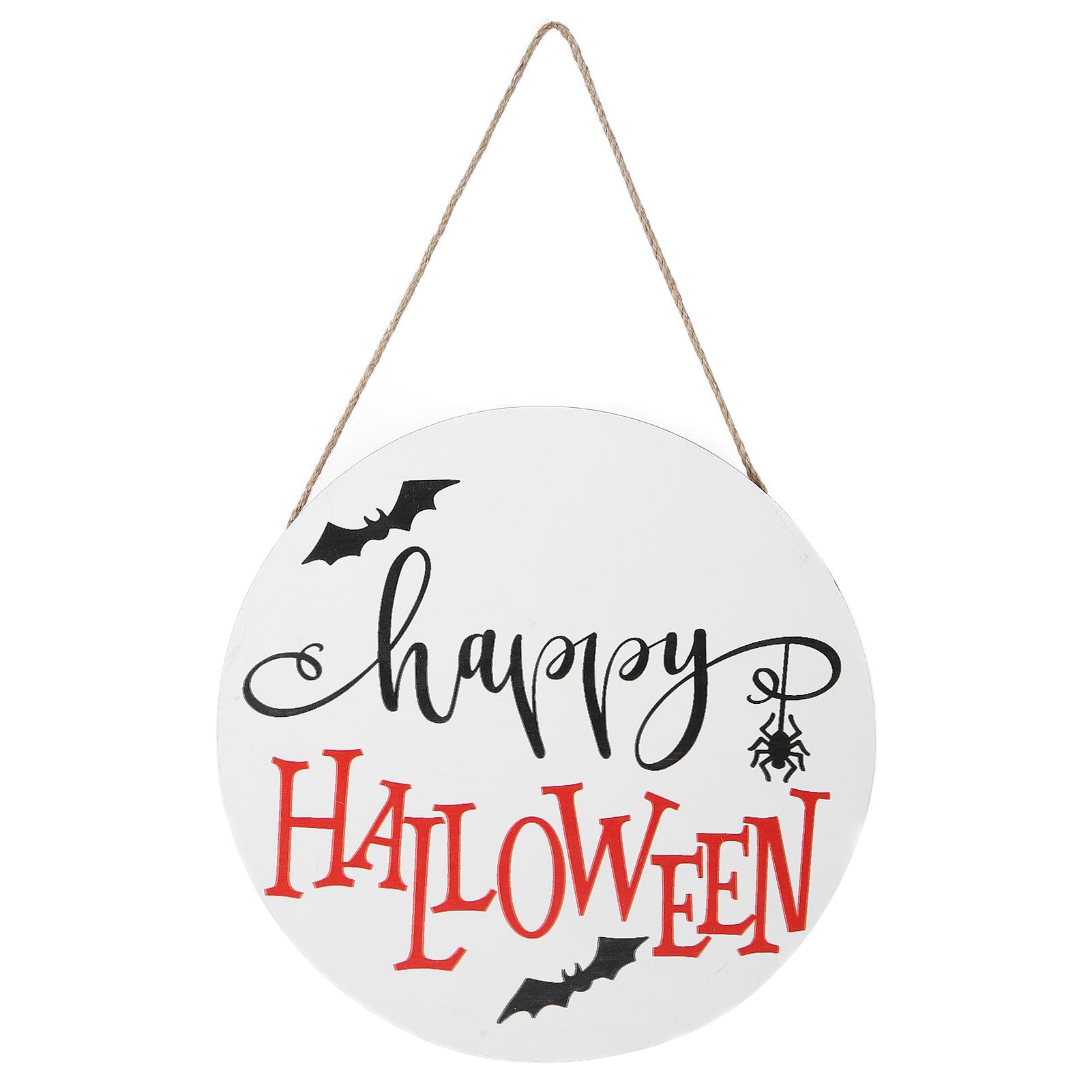 

Дверной знак, деревянный подвесной знак на Хэллоуин, украшение для наружного внутреннего сада, украшение дома White Without Bow