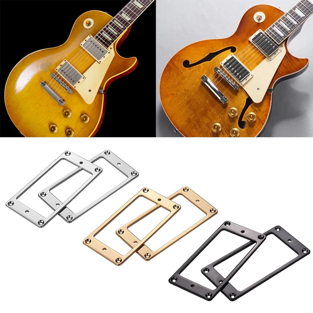 2Pcs Flat Aluminum Alloy Pickup Mounting Ring Set Bridge Neck Pickups Cover Frame Replacement Parts for Electric Guitar