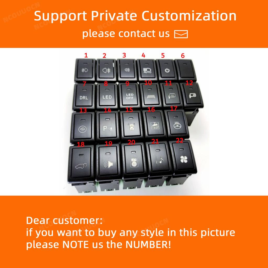 1PC LED Fan Heating Rearvie Radar Parking Sensor Fog Light Rearview Mirror Folding Switch Button For Suzuki Jimny 2007-2015