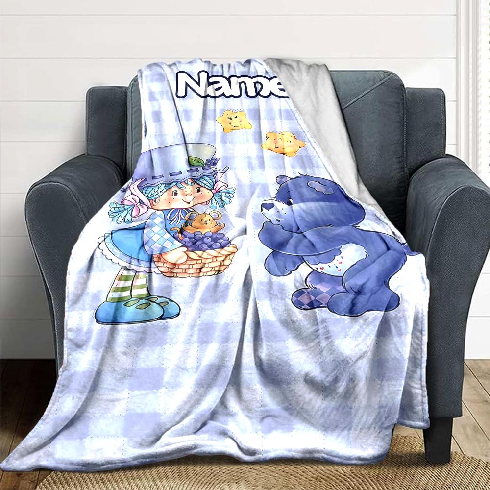 Manta de Fiesta Aventura en el Jardín de Tarta de Fresa con Nombre Personalizado Para Sofá Cama Manta de Felpa Acogedora Suave y Esponjosa Mantas Súper Suaves y Cálidas Para Otoño e Invierno 09
