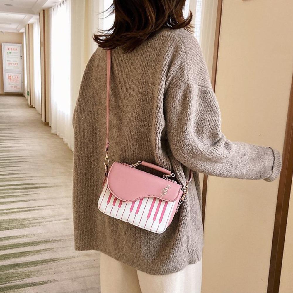 Crossbody Mini Square Bag Large Capacity PU Leather Bag Casual Piano Pattern Shoulder Bag  Shopping