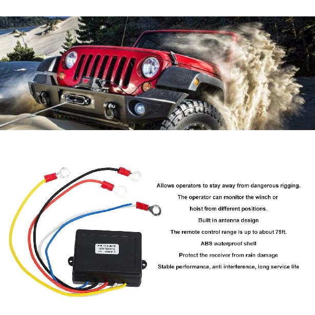 KIMISS Wireless Winch Remote Control Kit, 12V 24V Universal Winch Wireless Remote Control Switch Receiver Kit for Truck ATV SUV