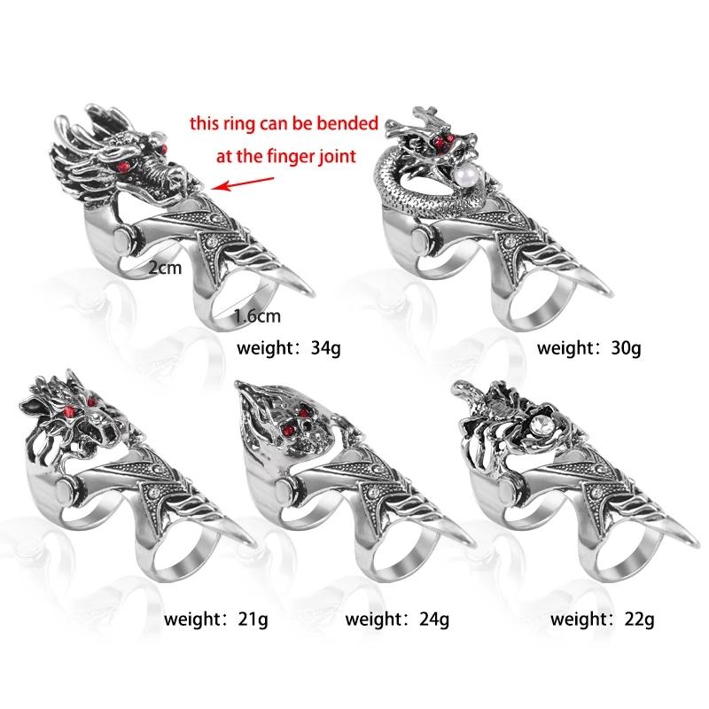 Exaggerated Vintage Dragon Knuckle Ring for Men Gothic Finger Ring Jewelry Statement Piece for Bold Fashionistas Party Gifts