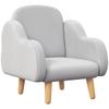 Kids Armchair Toddler Sofa Children Chair with Arm Rest, Wooden Frame, Velvet, PP Legs, Cloud Shape, for Ages 1.5-3 Years - Grey