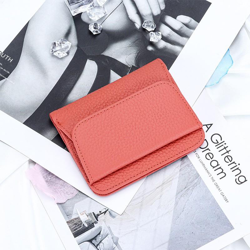 Pure Cowhide Wallet Women's Genuine Leather Short Multifunctional Folding Large Capacity Clip