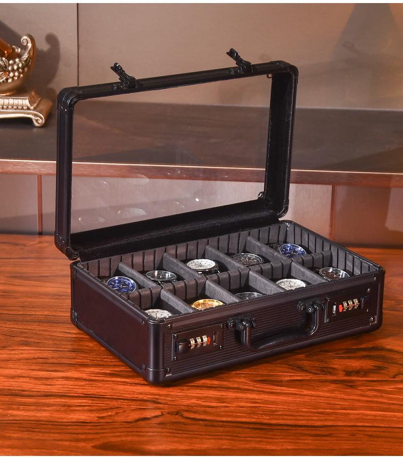 Premium Aluminum Watch and Jewelry Storage Box - Secure Mechanical Watch Collection Display