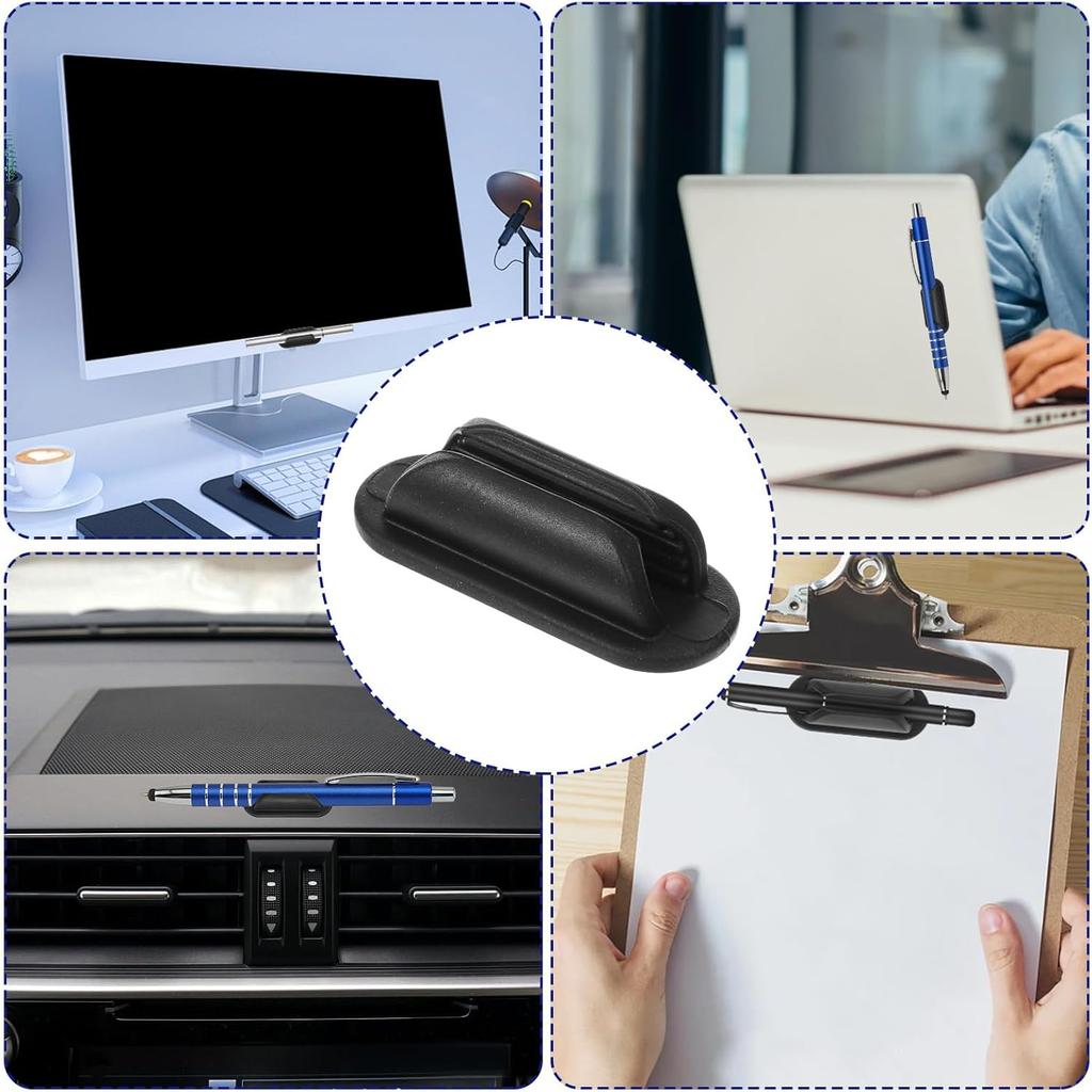 10 Pcs Adhesive Pencil Holders for Desk, Silicone Stylus Pen Organizer for Walls, Clipboards, Office Essentials Accessories, Teacher Classroom