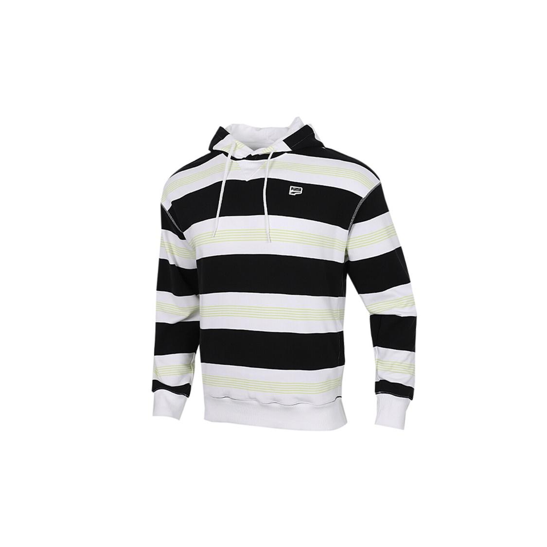 PUMA Downtown Striped Hoodie Black White Green Men s 599188-02 S