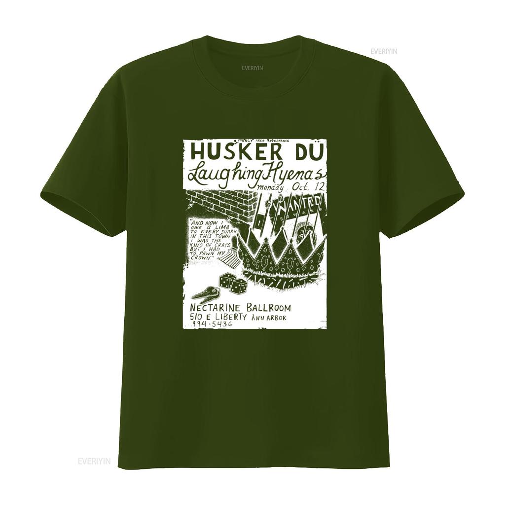 Husker Du Laughing Hyenas Gig Flyer Inspired Limited Edition Classic Black Tribute T Shirt Vintage Washed Versatile Streetwear