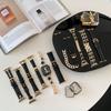 Curea Lanț Tweed de Lux pentru Apple Watch Seria S11 S10 12 iWatch 38/40/41mm Curea Metalică Aur Negru