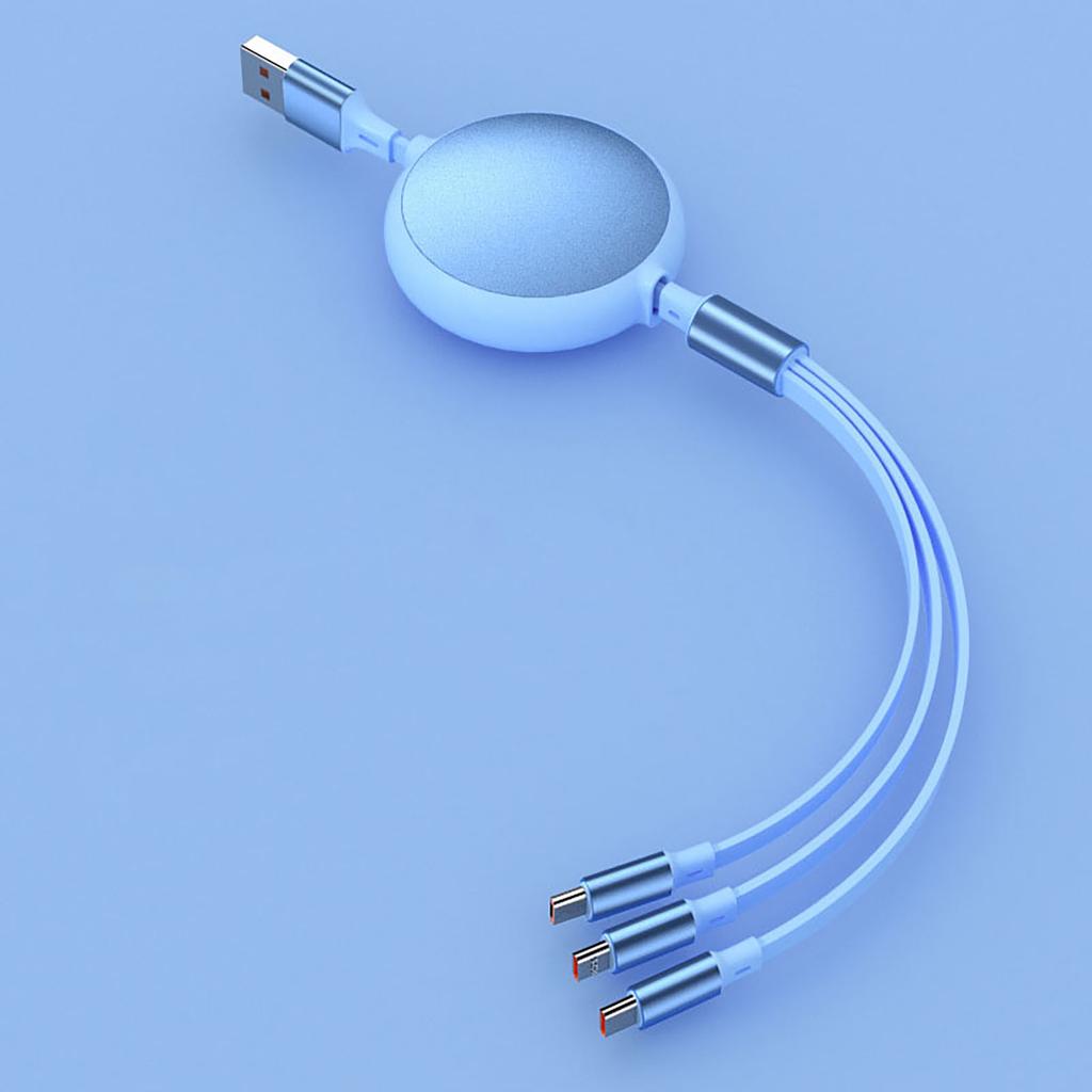 Retractable Multi USB Cable 3 In 1 100w Super Fast Charging Cable with 5 Gear Length for Type-C/Android/IOS Interface