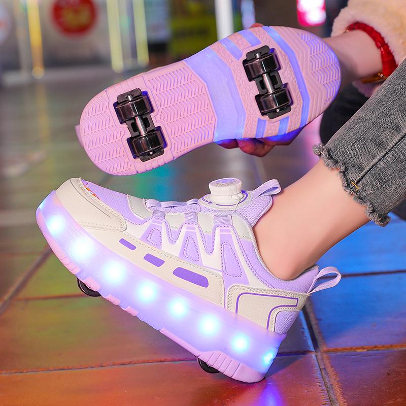 Kids  Luminous Roller Shoes with Rechargeable LED Lights - Boys   Girls  Hidden Wheel Skates 33