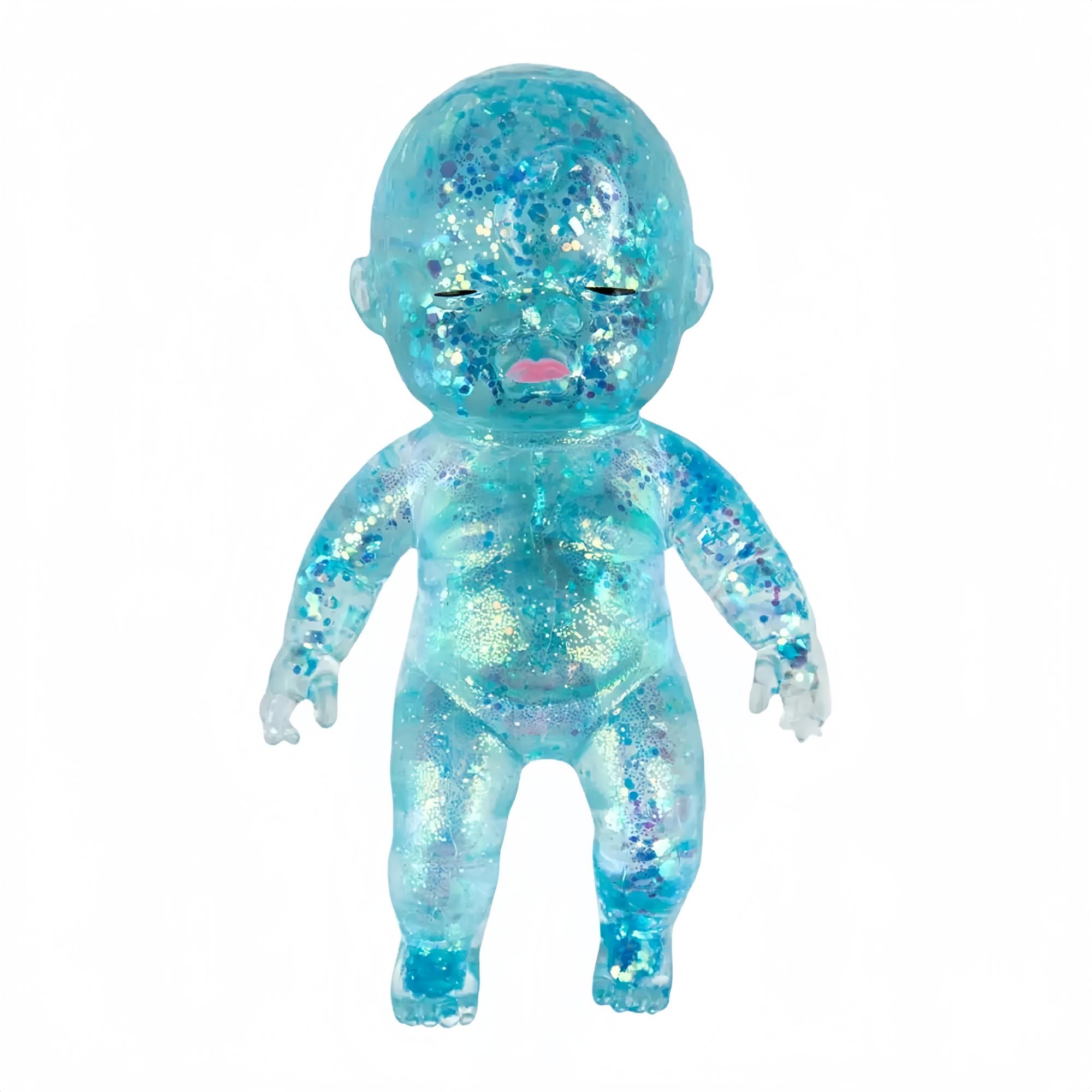 Jumbo Baby Squishy Speelgoed – Super Zacht Langzaam Rijzend Glitter Knijpspeeltje, Stressverlichtend Sensorisch Fidget Speeltje voor Angst, Schattig Rekbaar Verzamelspeeltje blauw