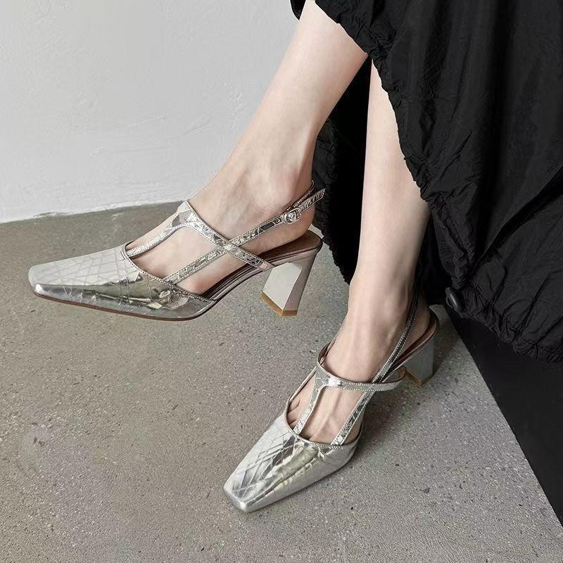 Summer 2026 Block Heel Square Toe Fashion Vintage Versatile Women's Sandals