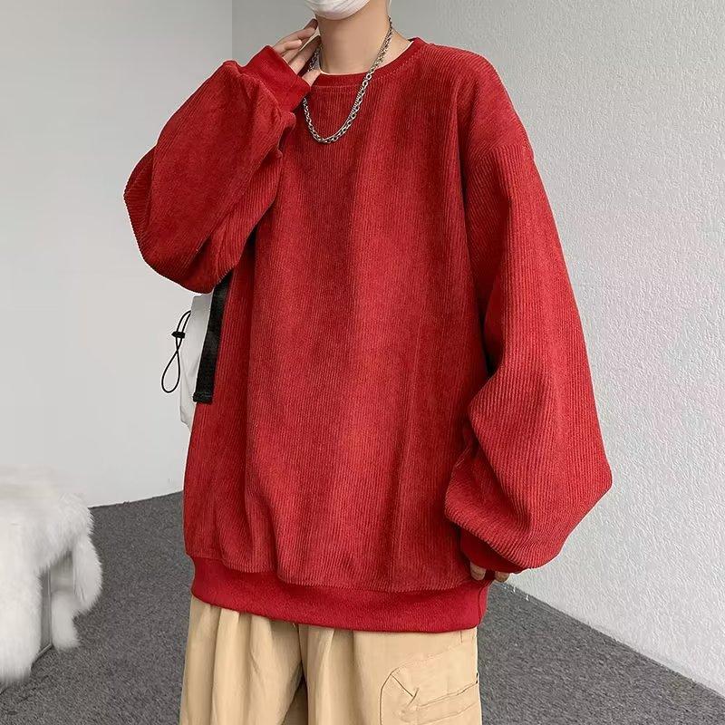 Crew Neck Sweater Men's Spring and Autumn 2026 New Trendy Brand Japanese Solid Color Versatile Top Casual Lazy Loose and Comfortable