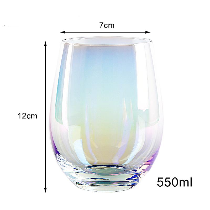 Luxury Lead-free Rainbow hammer Glass Cup Breakfast Milk Tea mug Coffee Juice Wine Cup Crystal Transparent Glass mugs 1pcs