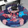 1 szt. Okrągły dywanik z motywem kreskówki anime - Mata pod krzesło biurowe z postacią niebieskiego duszka, Nadaje się do wystroju domu
