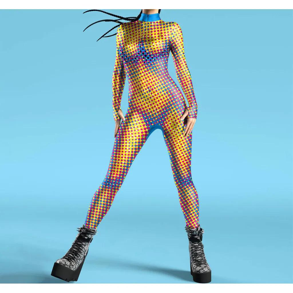 

3D цифровая печать сценические костюмы для взрослых Хэллоуин мероприятия карнавал тематическая вечеринка косплей костюм ролевые игры комбинезон Adults S