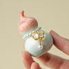 Mini colorful Gourd With Pearl pendant Tableware crystalline glaze Ceramic cover Fortune Ornaments Craft Tea ceremony accessorie