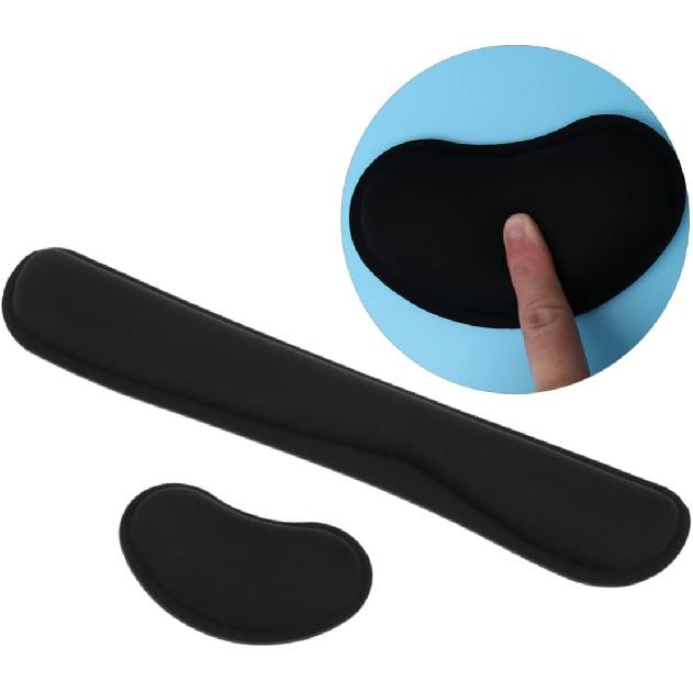 Ergonomic Wrist Rest Pad Mouse Pad Set 2 Pack Memory Foam Comfortable Keyboard Mouse Support Non-Slip Bottom