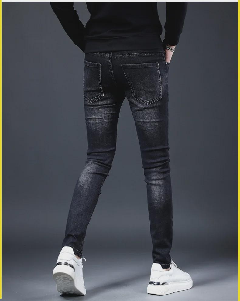 Ανδρικό τζιν παντελόνι με φθαρμένη γραμμή και μπαλώματα