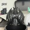 Skeleton Desktop Decor Halloween Reading Book Figurine, Spooky Devil Resin Sculpture, Gothic Ornament Black Robe Grim Reaper Statue for Home