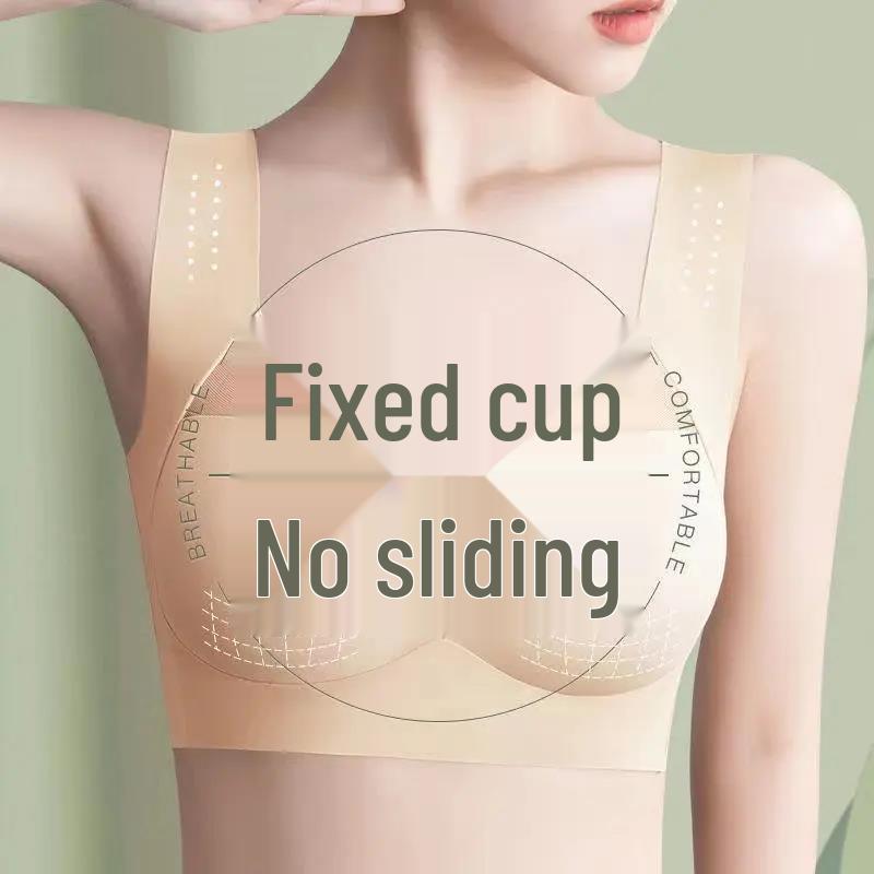 Bezešvá sportovní podprsenka z ledového hedvábí plus size s vycpávkou - Vesta bez kostic pro ženy