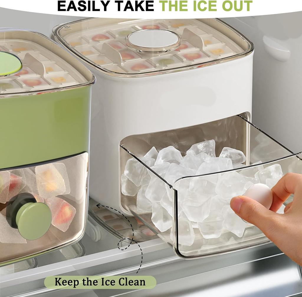 48-Cube Ice Maker Maker Cover Storage Box Popular Food Grade Plastic Refrigerator Ice Cube Mold Tool with Easy Press Cap