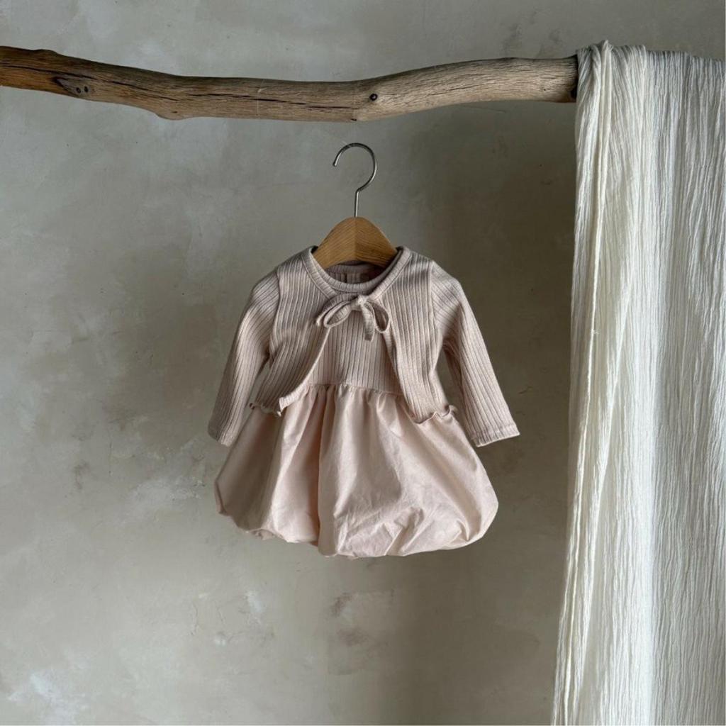 Toddler Girl Ribbed Cardigan & Tutu Dress Set with Sleeveless Lantern Skirt