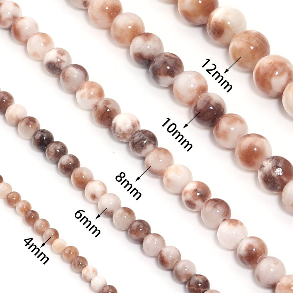 4/6/8/10/12mm Natural Stone Coffee White Persian Jade Beads Round Loose Beads For Jewelry Making DIY Bracelets Necklace Findings