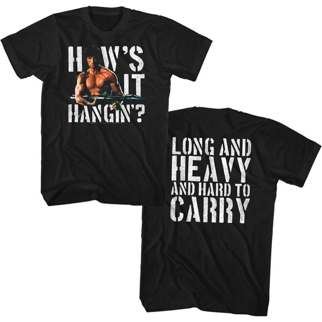 Rambo How's It Hangin'? Black Adult T-Shirt