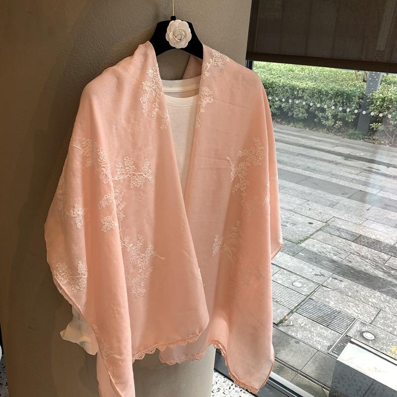 Floral Embroidered Lightweight Breathable Scarf For All Season