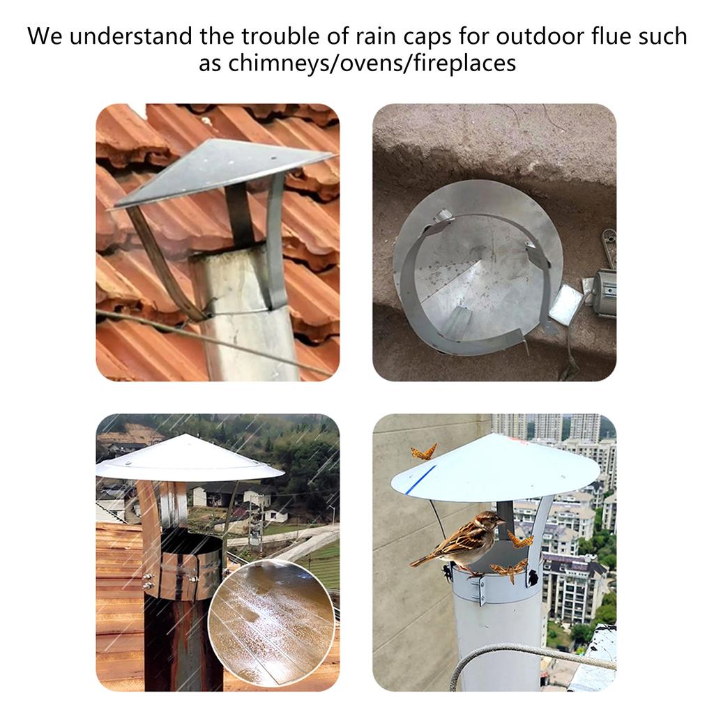 Edelstahl Kaminabdeckung mit Gitter Ofenrohr Kaminhaube Allwetter Regenkappe Kaminabzugskappe Langlebig