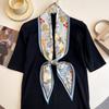 New Summer Small Long Striped Silk Scarf for Women with Versatile Extra Long Hair Strap Scarf Korean Diamond Strap Streamer