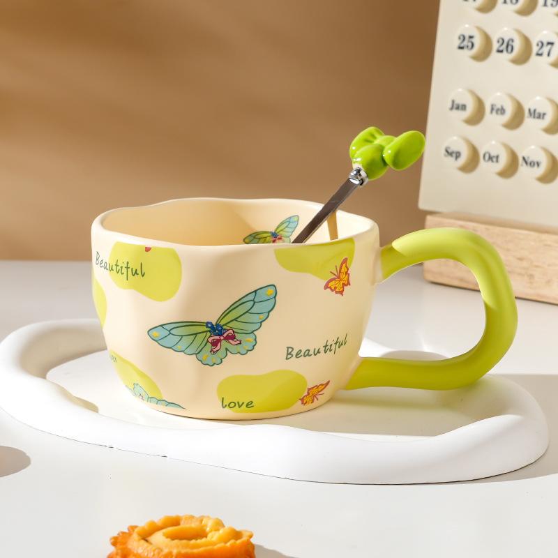 High Value Ins Style Ceramic Cup with Spoon Creative Household Couple Water Cup Gift Box Souvenir High End Sense Mug
