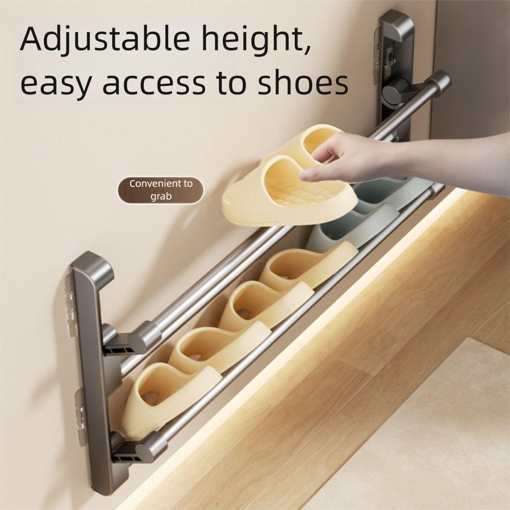 Double Layer Folding Slippers Rack Drill-Free Bathroom Shoe Rack  Clothing Storage