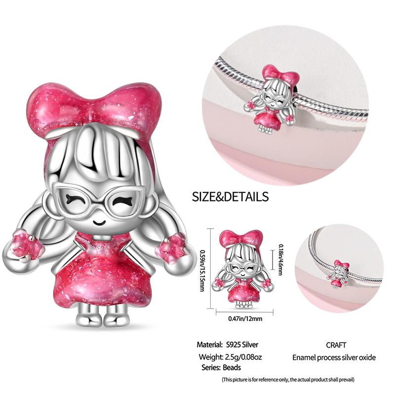 New Copper Bow Star Love Pink Series Charm Beads Suitable For 3Mm Original Bracelet Diy Fashion Jewelry Gift