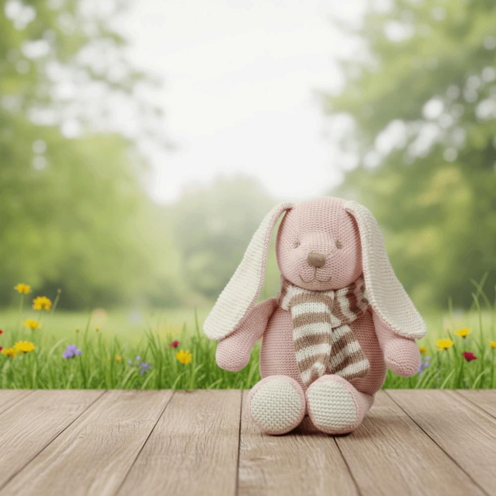 Soft Cotton Knitted Rabbit Doll Handmade Soothing Plush Toy Plush Rabbit Doll  Newborn