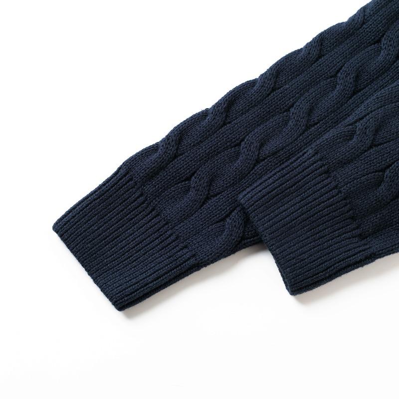 Pure Cotton Knitted Cardigan Jacket for Women, Autumn and Winter Crew Neck Retro Twisted Cotton Sweater