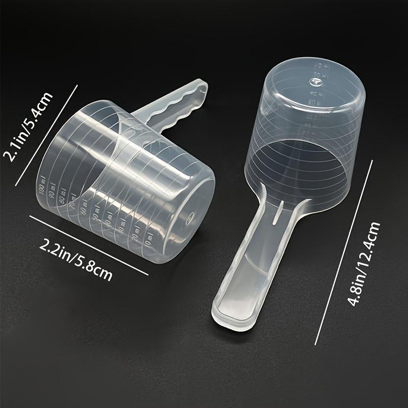 4PCS Transparent Pet Feeding Spoon, Plastic Dog Food Cat Food Measuring Spoon with Scale