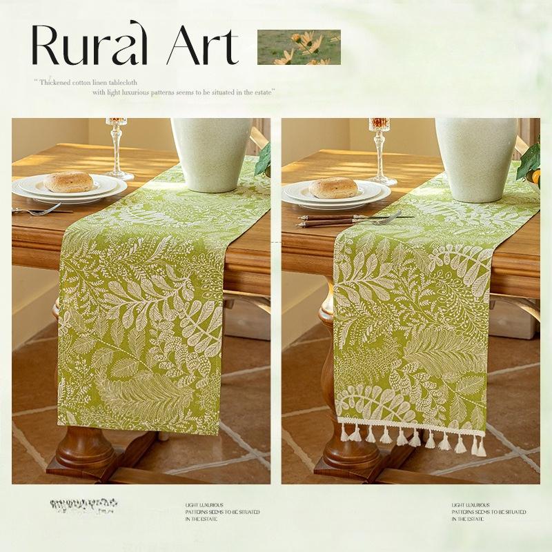 Tasse Table Runner Vintage Printed Pastoral Style Placemat Sideboard Cabinet Dust Cover Room Dining for Home Party Table Decor