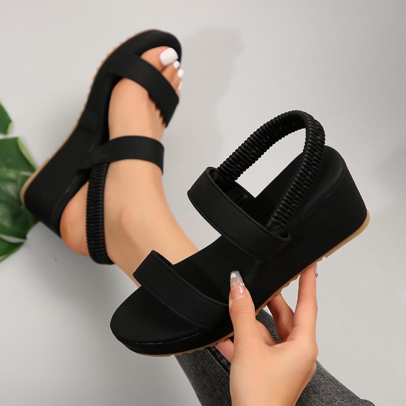 Fashion New Women Slingback Wedge Sandals Outdoor Summer Lightweight Slides Solid Color Thick Bottom Ladies Slipper Female Roman Sandals