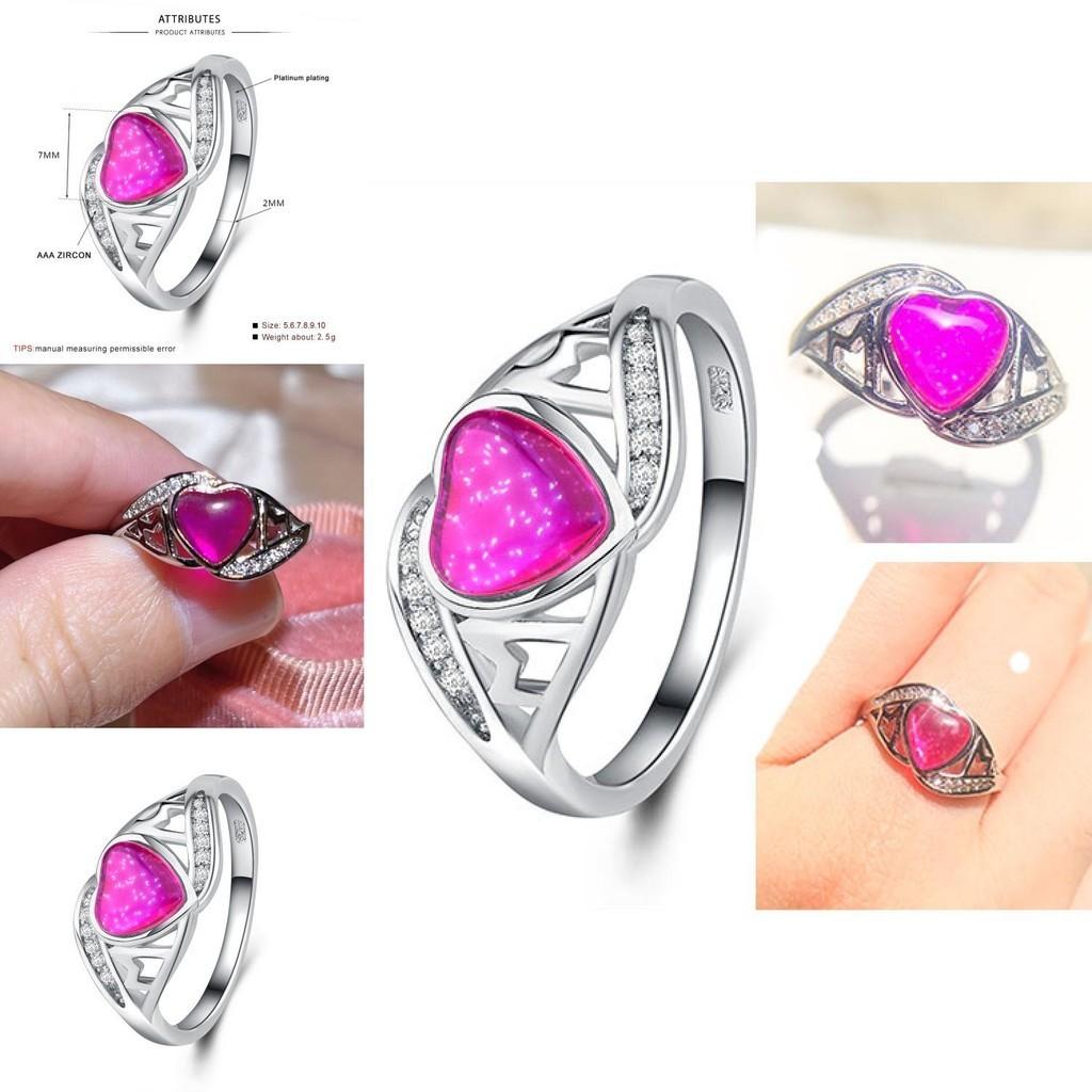 2018 Grenzüberschreitende Explosionsquelle Fantasy Australischer Pfirsichherzring Muttertagsgeschenk Mama Eingesetzter Diamantring