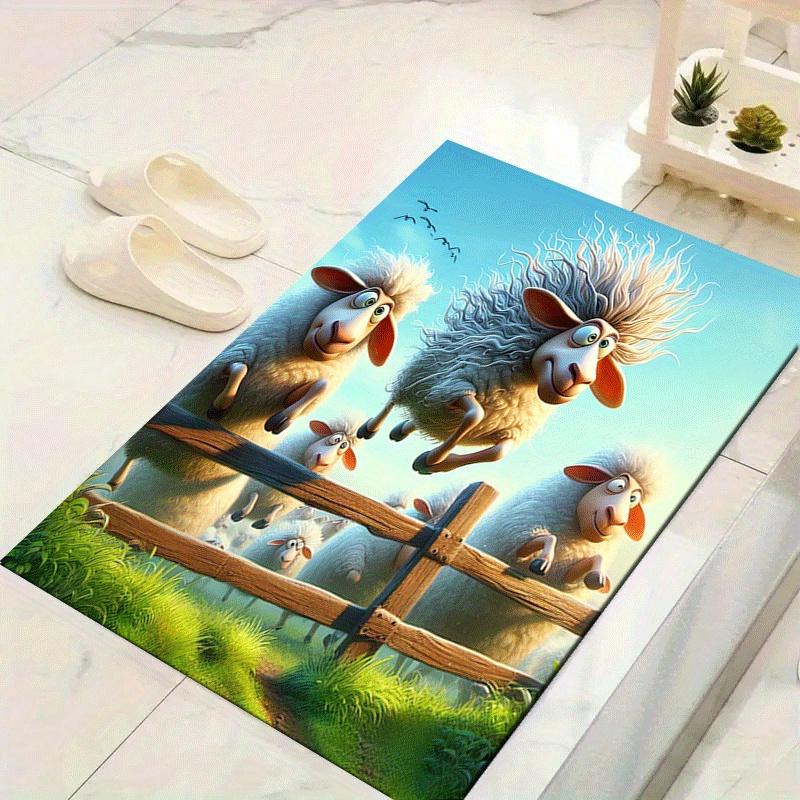 

1pc Lamb Pattern Area Rug, Anti slip Non Shedding Stain Resistant Carpet 60cm by 90cm