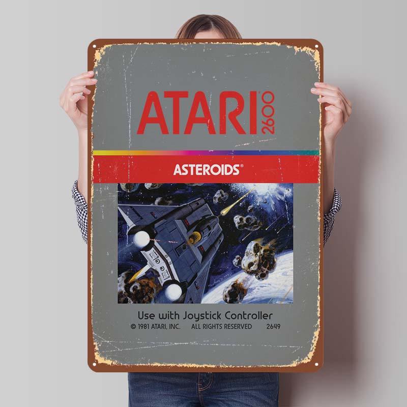 A-Atari Posters Classic Game Metal Signs Wall Decor Custom Tinplate Plaques for Gamers Gaming Room Decoration Art Mural Man Cave